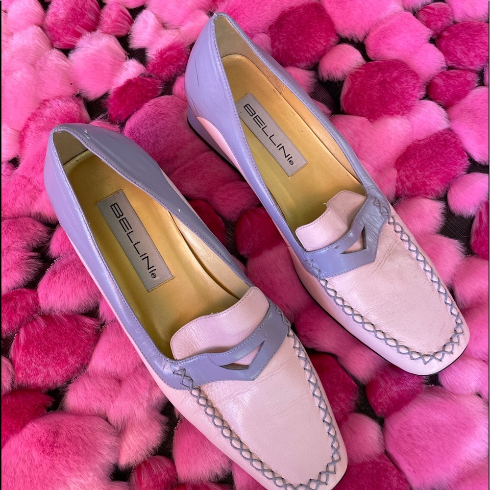 VTG *BELLINI Soft Lavender & Pink Leather Loafers - Picture 5 of 6